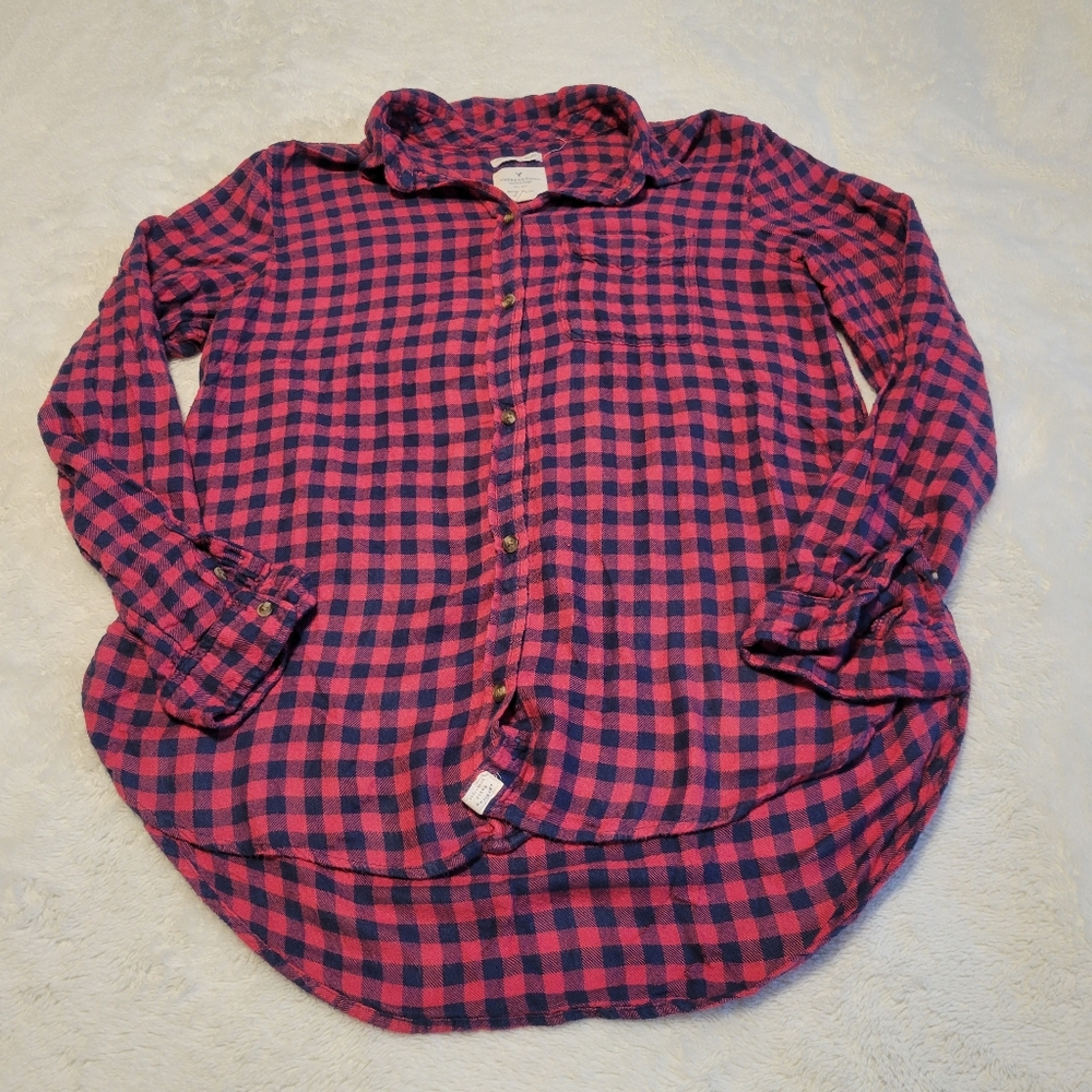 AE Red Flannel Buttonup, Women's Size L
